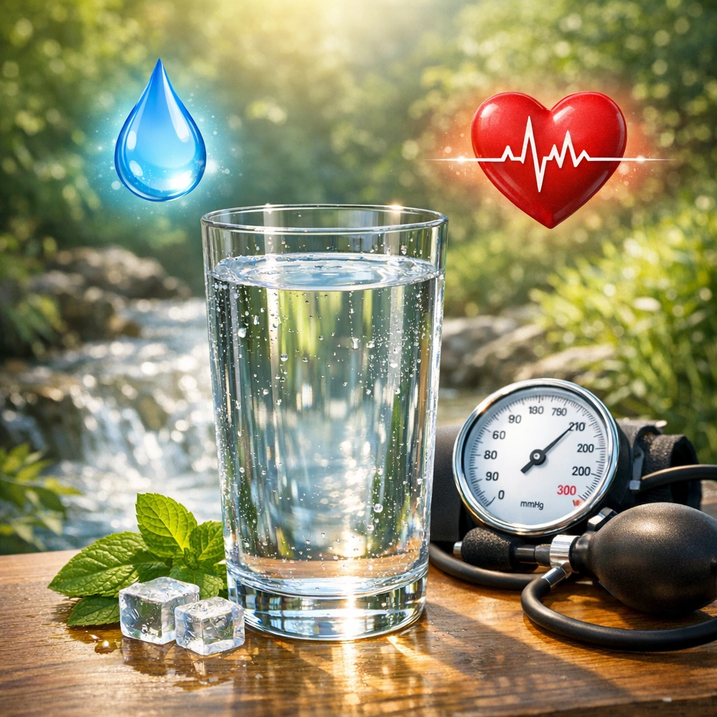 Glass of clean drinking water symbolizing hydration and natural blood pressure regulation.